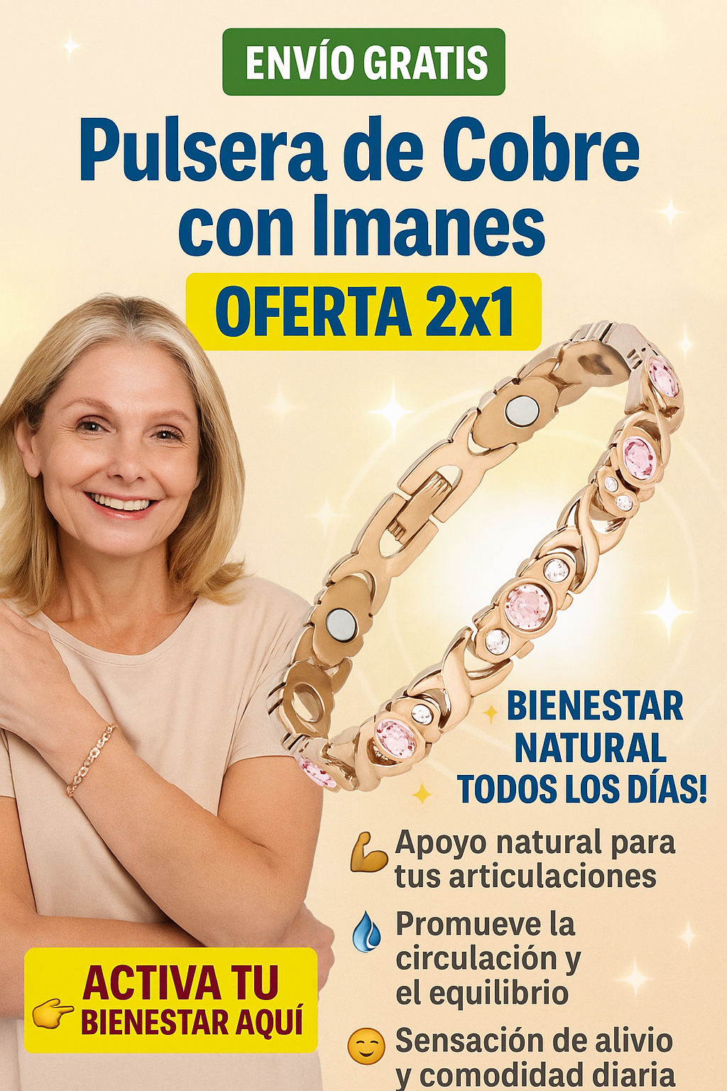 Pulsera Cobre & Imanes – Bienestar Doble (2x1)