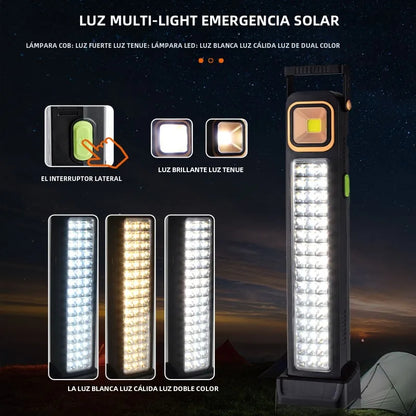 Linterna Solar Emergencia multifuncional (Panel solar + Cargador Celular + LED Potente)