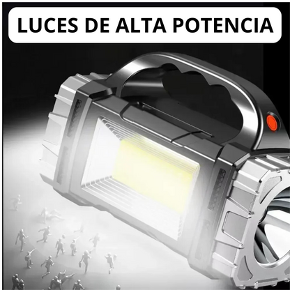 Linterna Multifuncional con Carga Solar (Batería Solar + Cargador Celular)