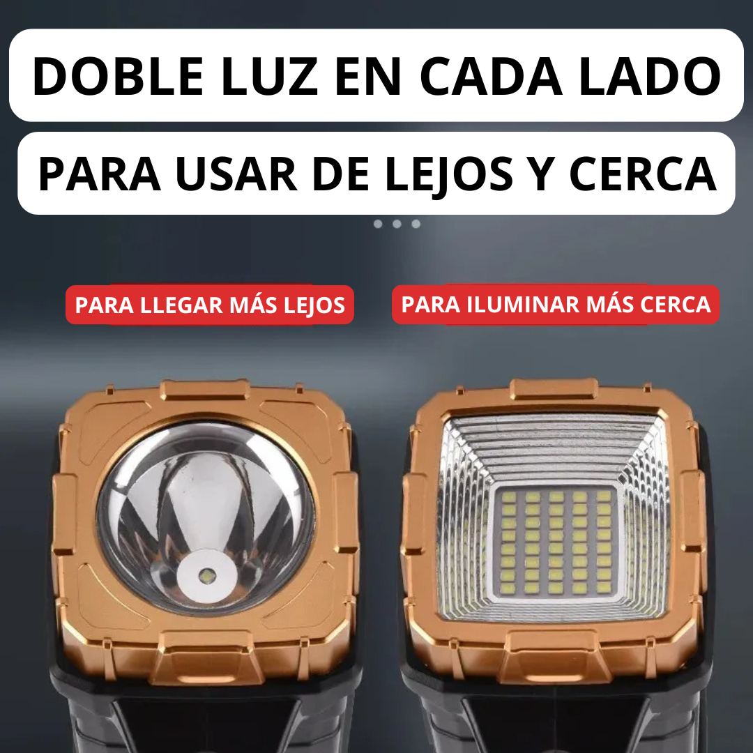 Linterna Multifuncional con Carga Solar (Batería Solar + Cargador Celular)