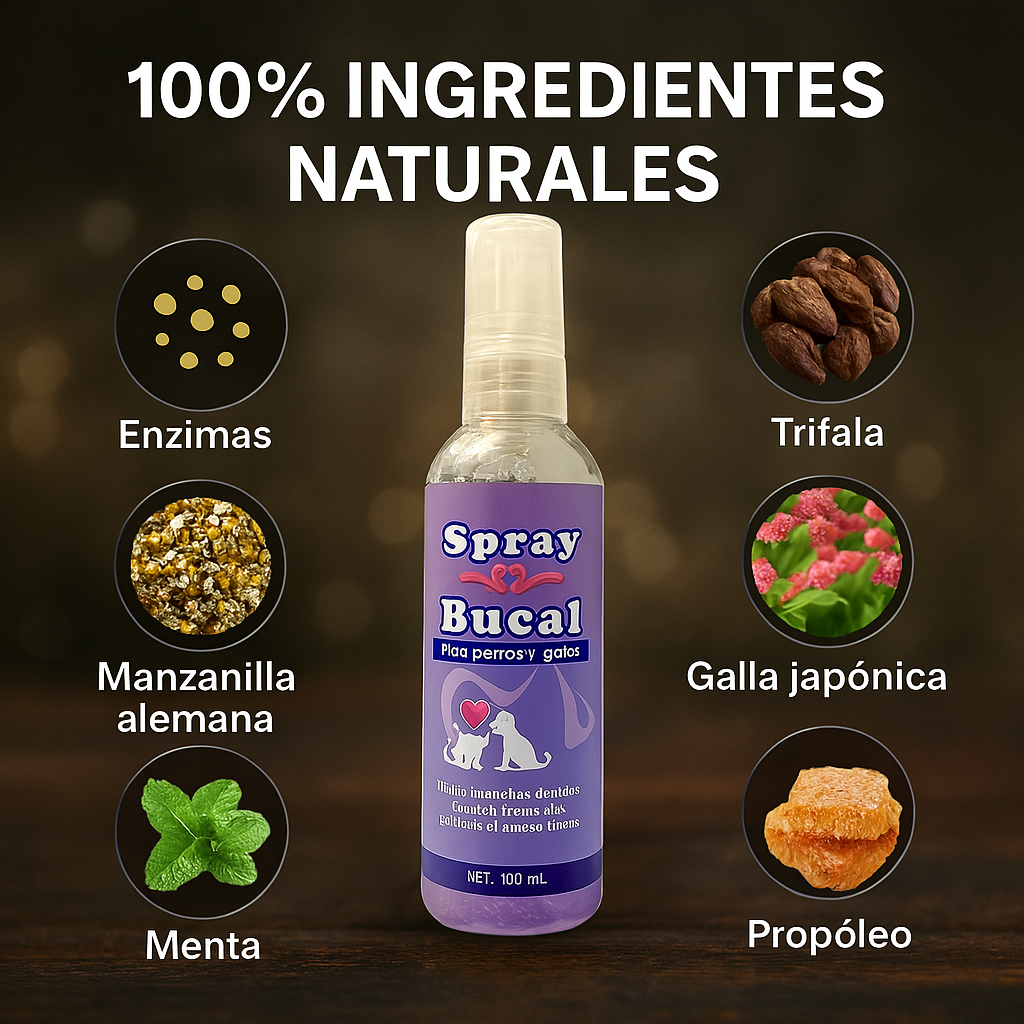 Spray Bucal Para Perros y Gatos 100 ML
