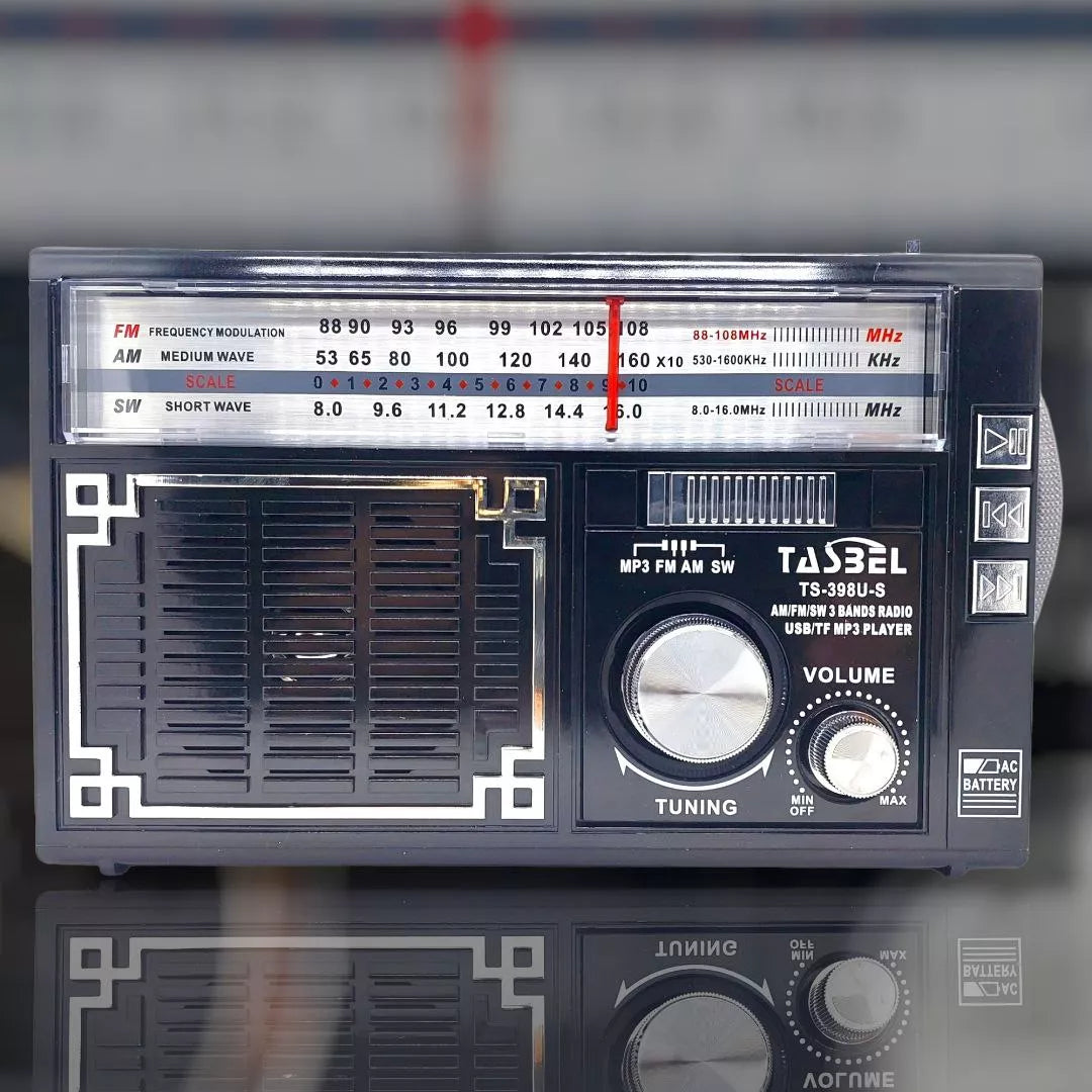 Radio Solar Retro Multifuncional (Linterna + Cargador + Radio AM/FM).