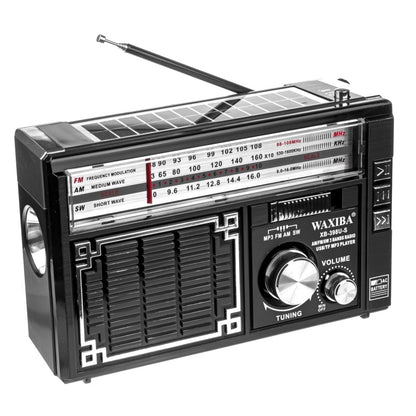 Radio Solar Retro Multifuncional (Linterna + Cargador + Radio AM/FM).